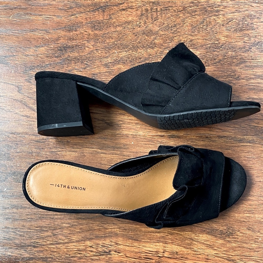 14th & Union Black Suede Mules - Picture 3 of 6